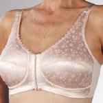 Style: 732 
Front & Back closure bra. Lightly fiber filled floral print tricot cups. Easy to fit and adjust. Excellent support. Pockets are specially designed cotton/spandex to accommodate prosthesis. Adjustable back closure. Sizes: 34-46A,B,C,D,E  Colors: Nude, Black,White
