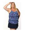 Spaghetti Stap Tankini with 3 layers in front (has adjustable straps) Waist length. Comes in sizes: 8-20 & 18W-32W